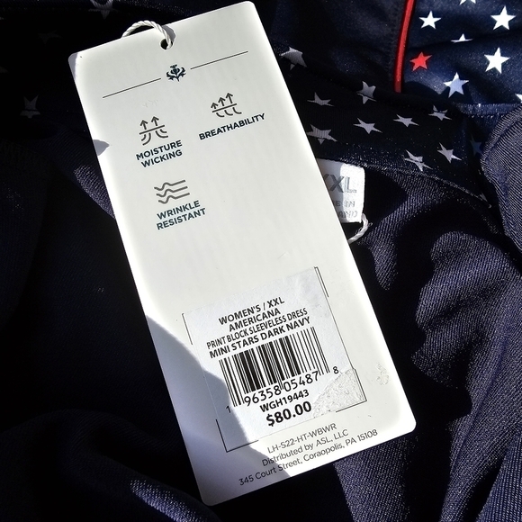 Lady Hagen Activewear Dress in Navy with White Star and Red Piping, Size XXL - Picture 8 of 9